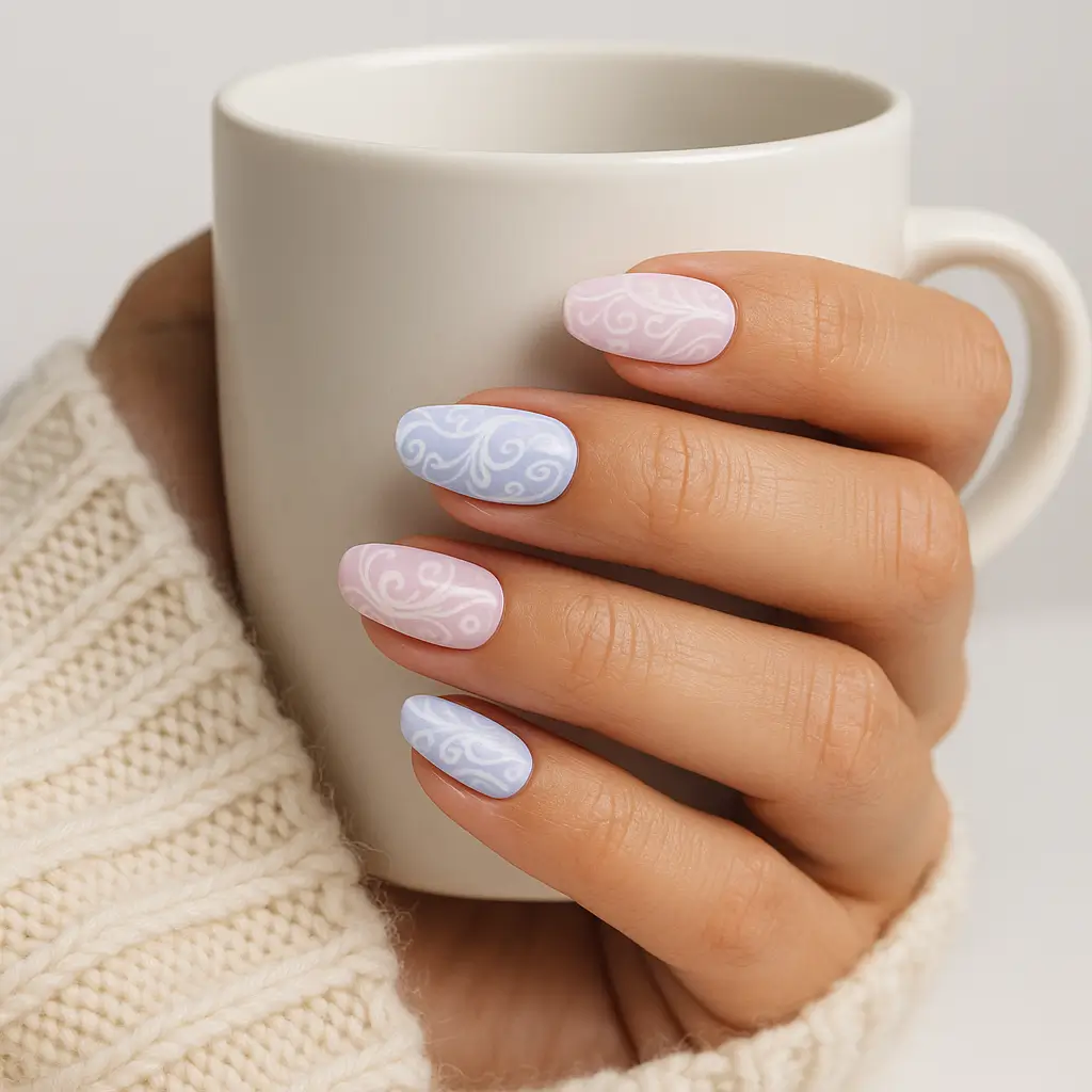 Mains élégantes avec une manucure Naily'Up brillante, montrant le résultat qualité salon à la maison.